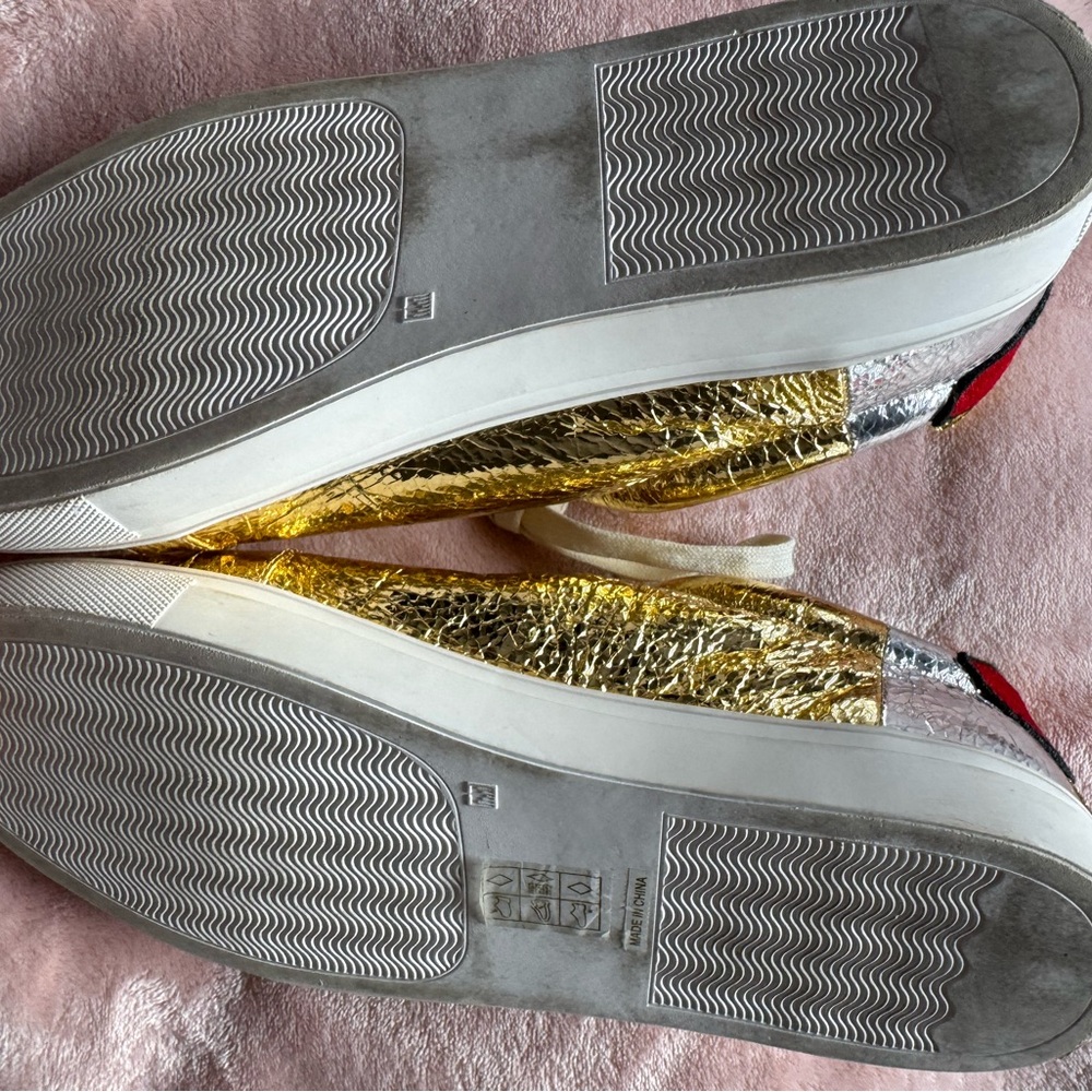 Kurt Geiger Metallic Gold and Silver Star Sneakers - Picture 6 of 7